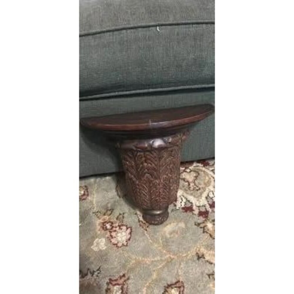 Vintage Carved Wood Leaf Wall Shelf Corbel